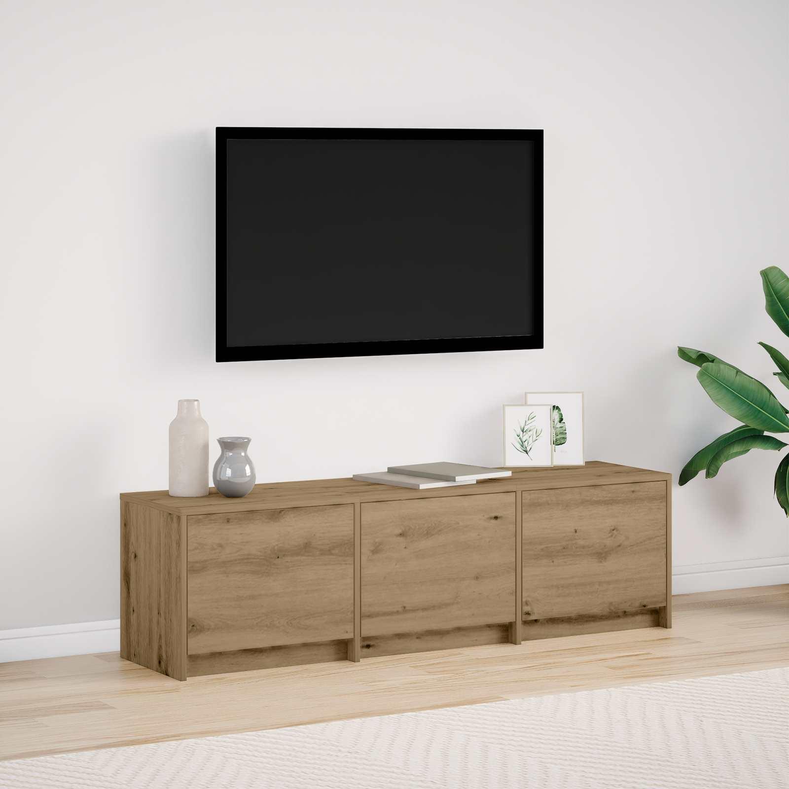 TV-skab med LED Artisan Egetræ 140 x 34 x 40 cm Konstrueret træ billede