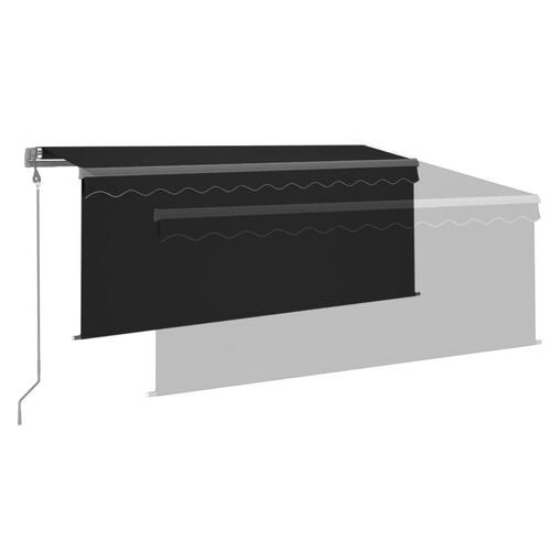 Markise m. gardin+LED+vindsensor 3,5x2,5 m auto antracitgrå