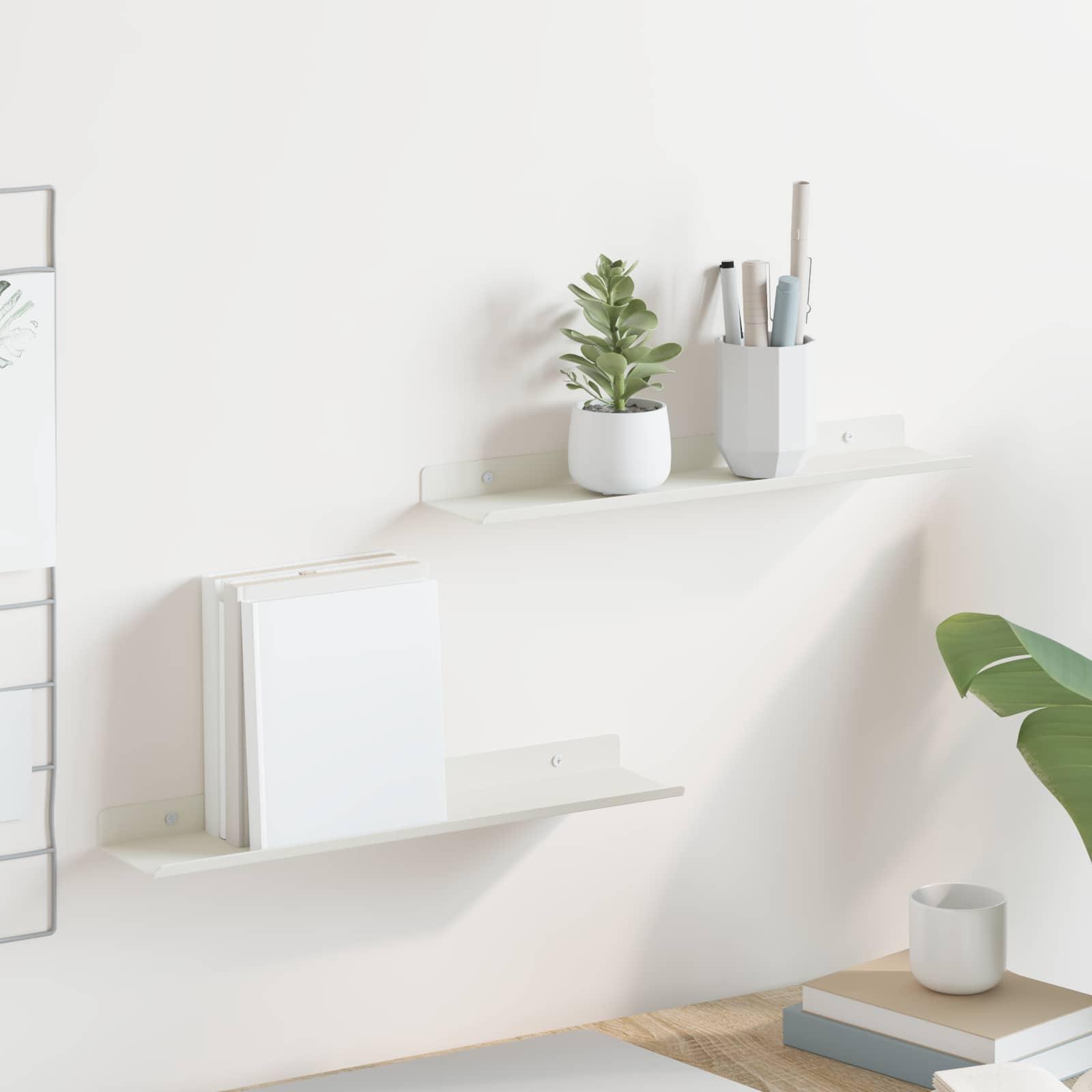 Væghylde med hylde Vægmonteret 2 stk Hvid 40 x 9 x 2,5 cm billede