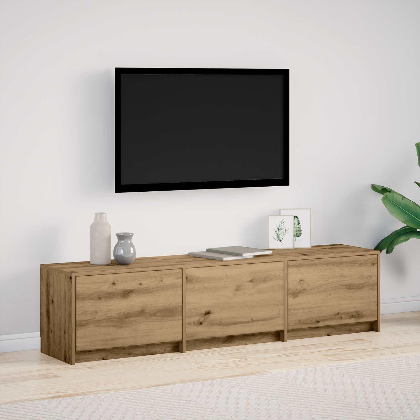 TV-skab med LED Artisan Egetræ 165 x 34 x 40 cm Konstrueret træ billede