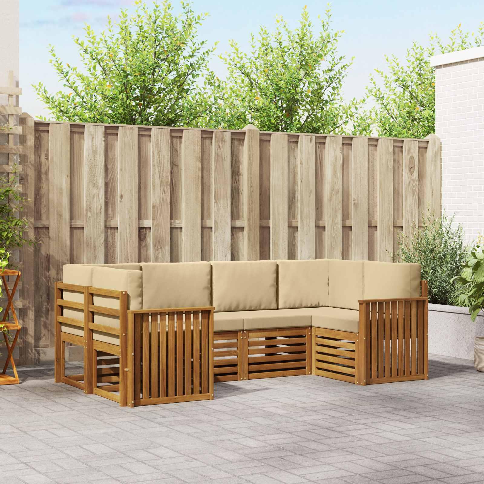 Sofasæt med pude 20 stk Naturfarvet Massivt Akacietræ billede