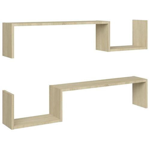 Væghylder 2 stk. 100x15x20 cm spånplader sonoma-eg