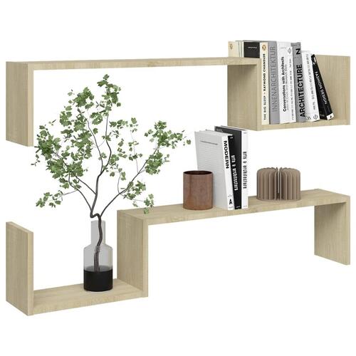 Væghylder 2 stk. 100x15x20 cm spånplader sonoma-eg