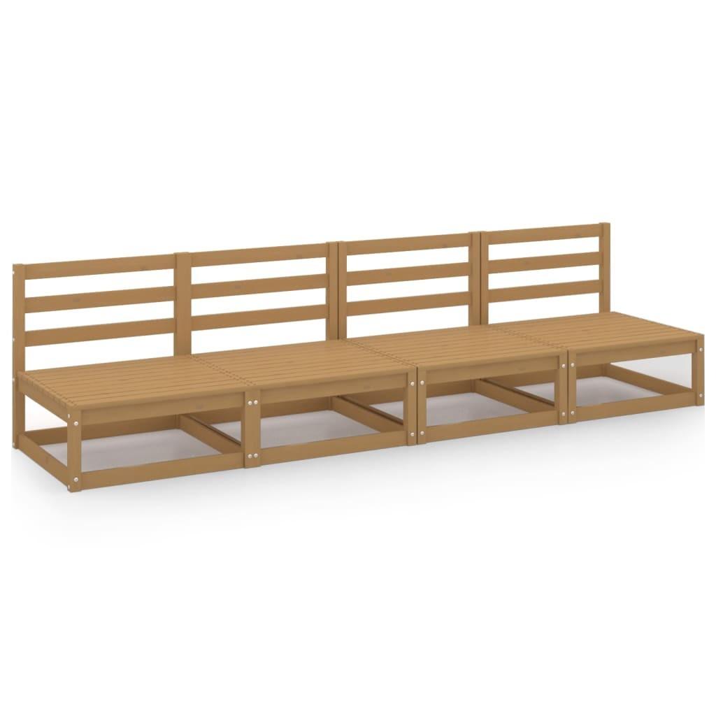 4-personers havesofa massivt fyrretræ gyldenbrun