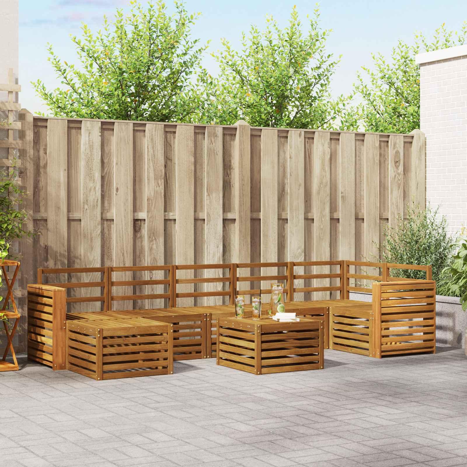 Sofasæt 10 stk Naturfarvet Massivt Akacietræ billede