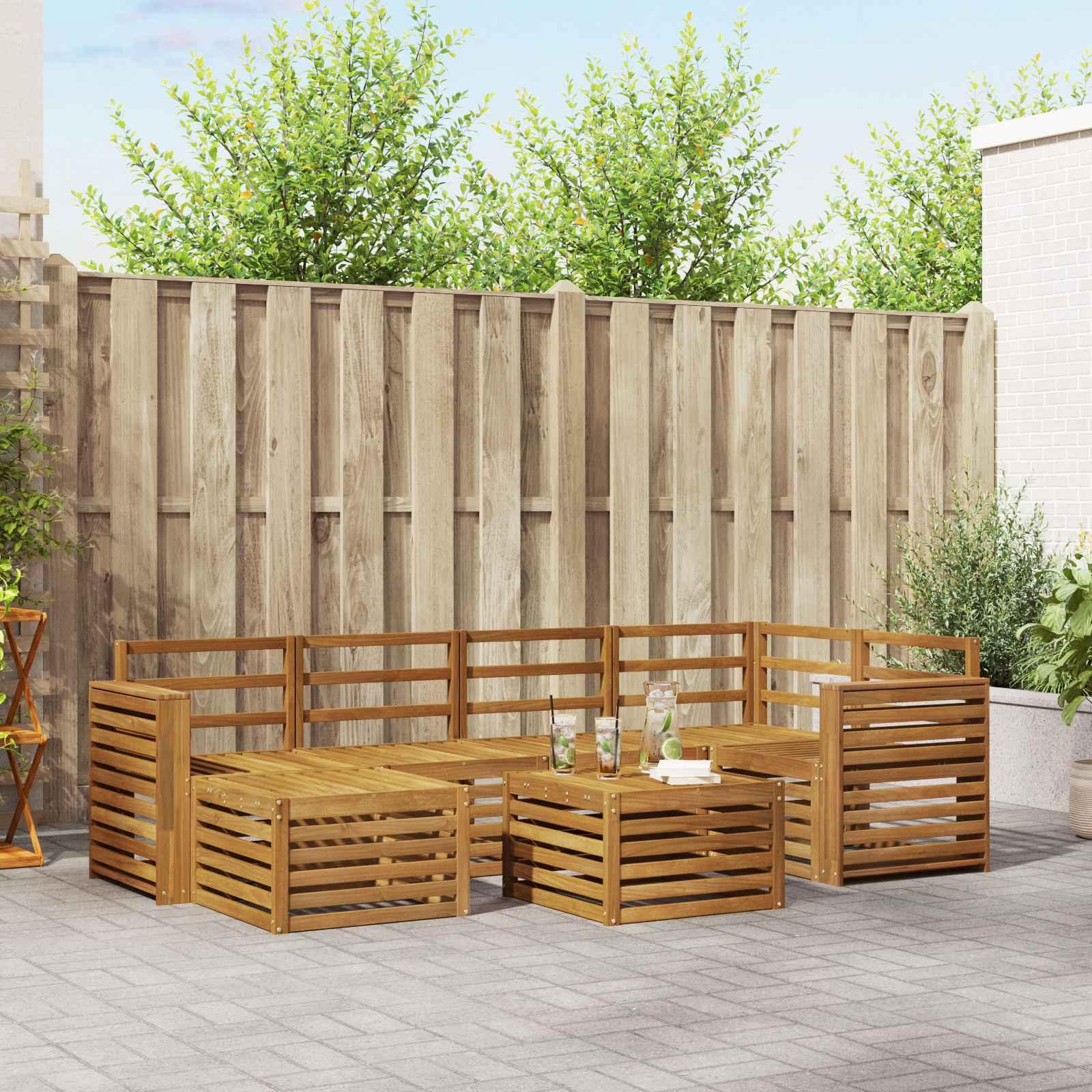 Sofasæt 9 stk Naturfarvet Massivt Akacietræ billede