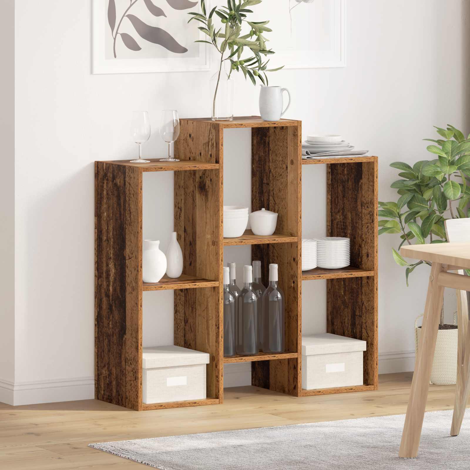 Sideboard i gammelt trælook - 90 × 30 × 90 cm skænk med hylder billede