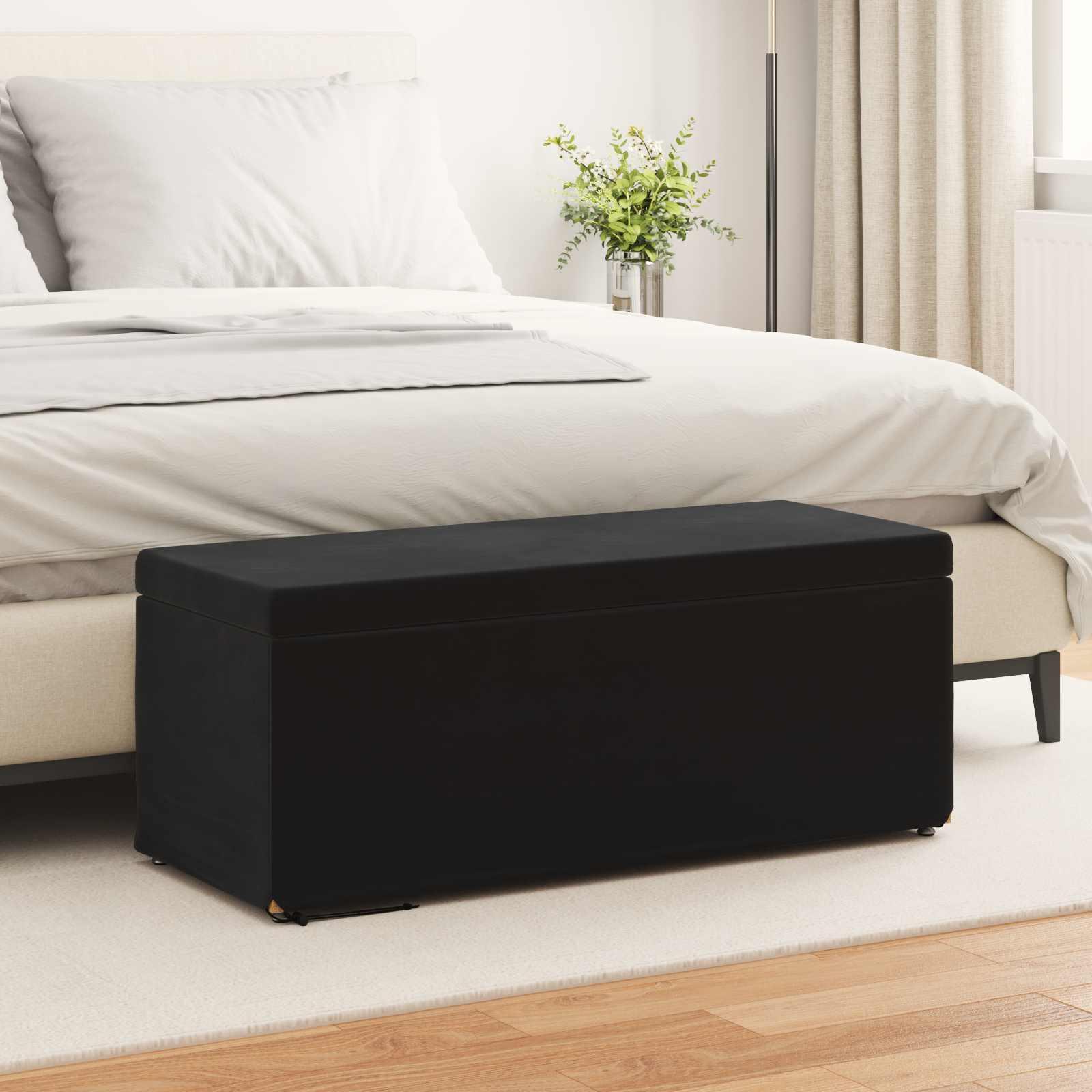 Taburet Sort 101 x 41 x 40 cm Velour og konstrueret træ billede