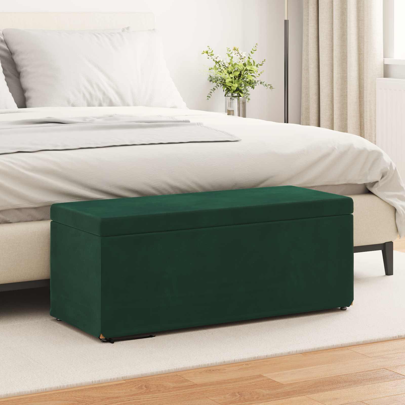 Taburet Mørkegrøn 101 x 41 x 40 cm Velour og konstrueret træ billede