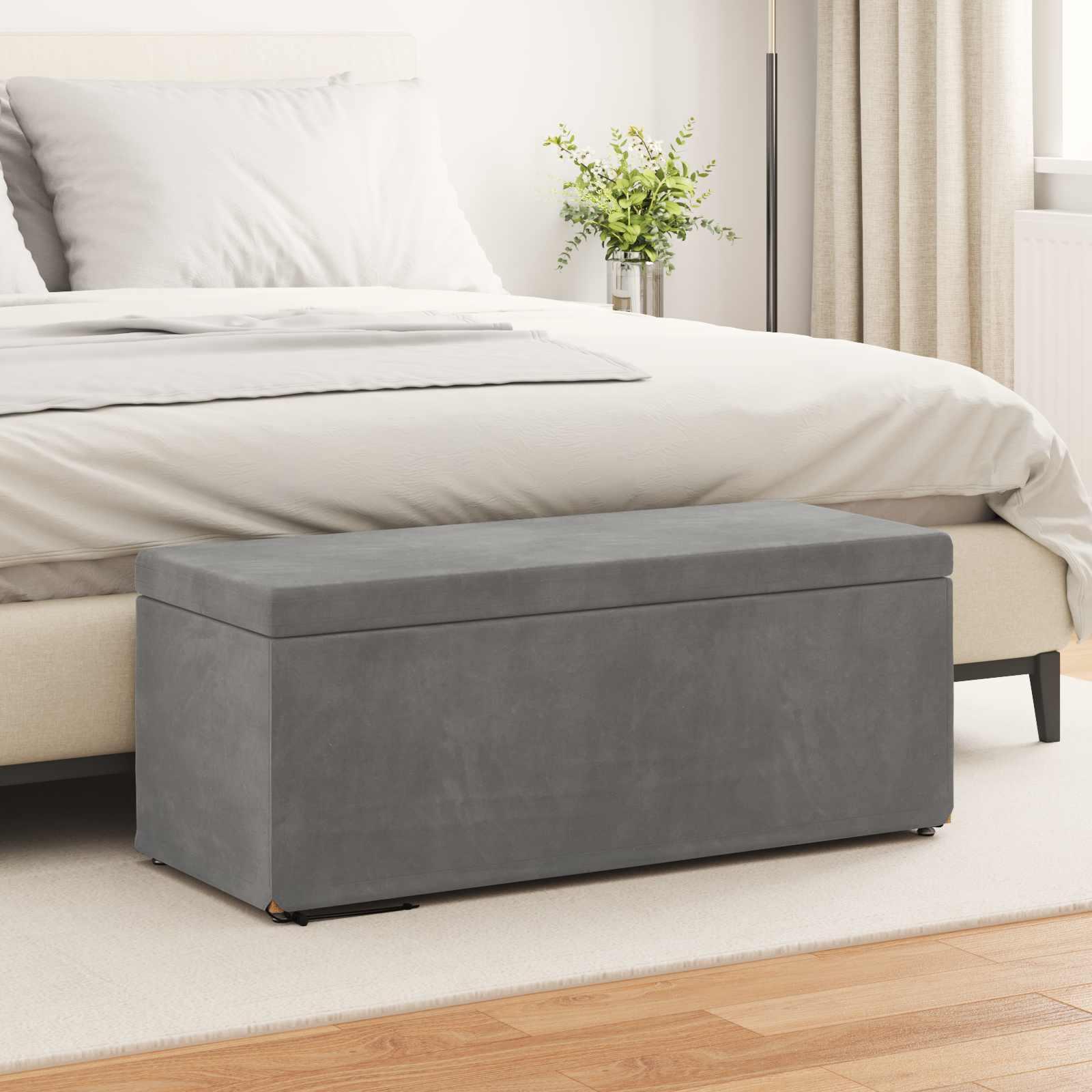 Taburet Mørkegrå 101 x 41 x 40 cm Velour og konstrueret træ billede