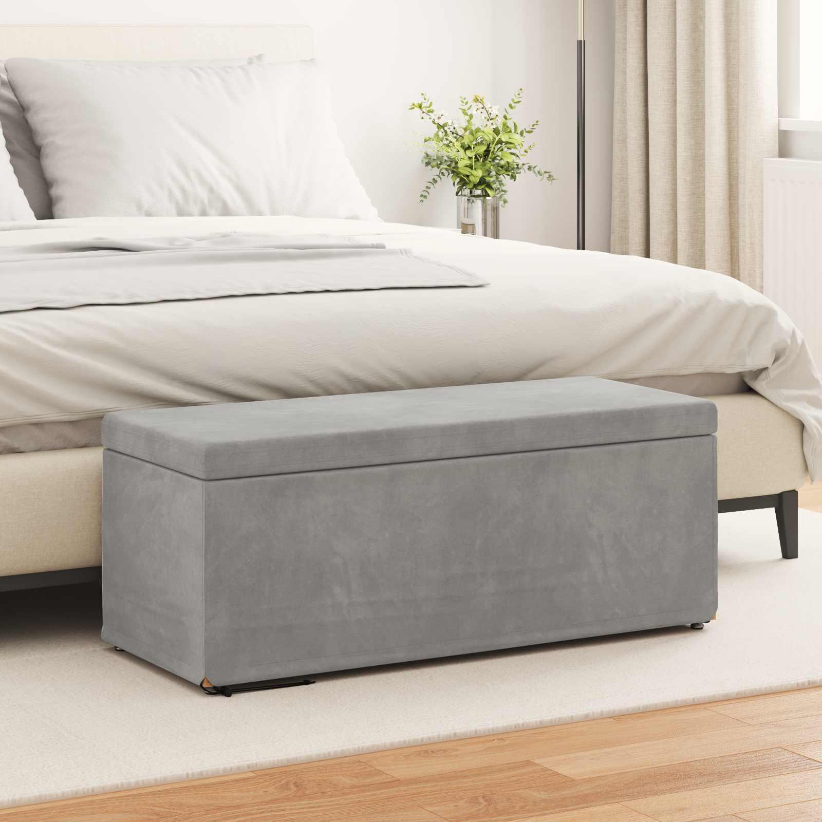 Taburet Lysegrå 101 x 41 x 40 cm Velour og konstrueret træ billede