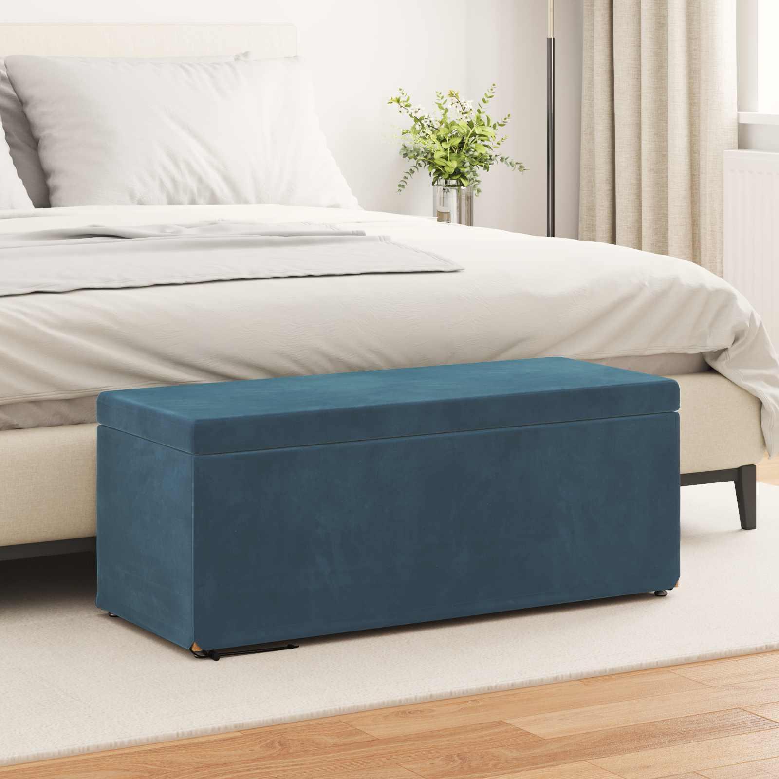 Taburet Blå 101 x 41 x 40 cm Velour og konstrueret træ billede