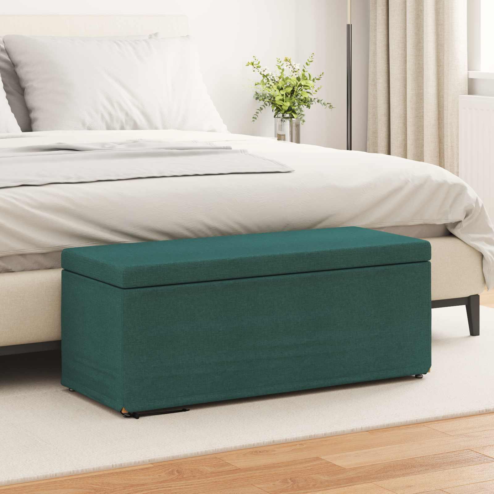 Taburet Mørkegrøn 101 x 41 x 40 cm Stof og konstrueret træ billede