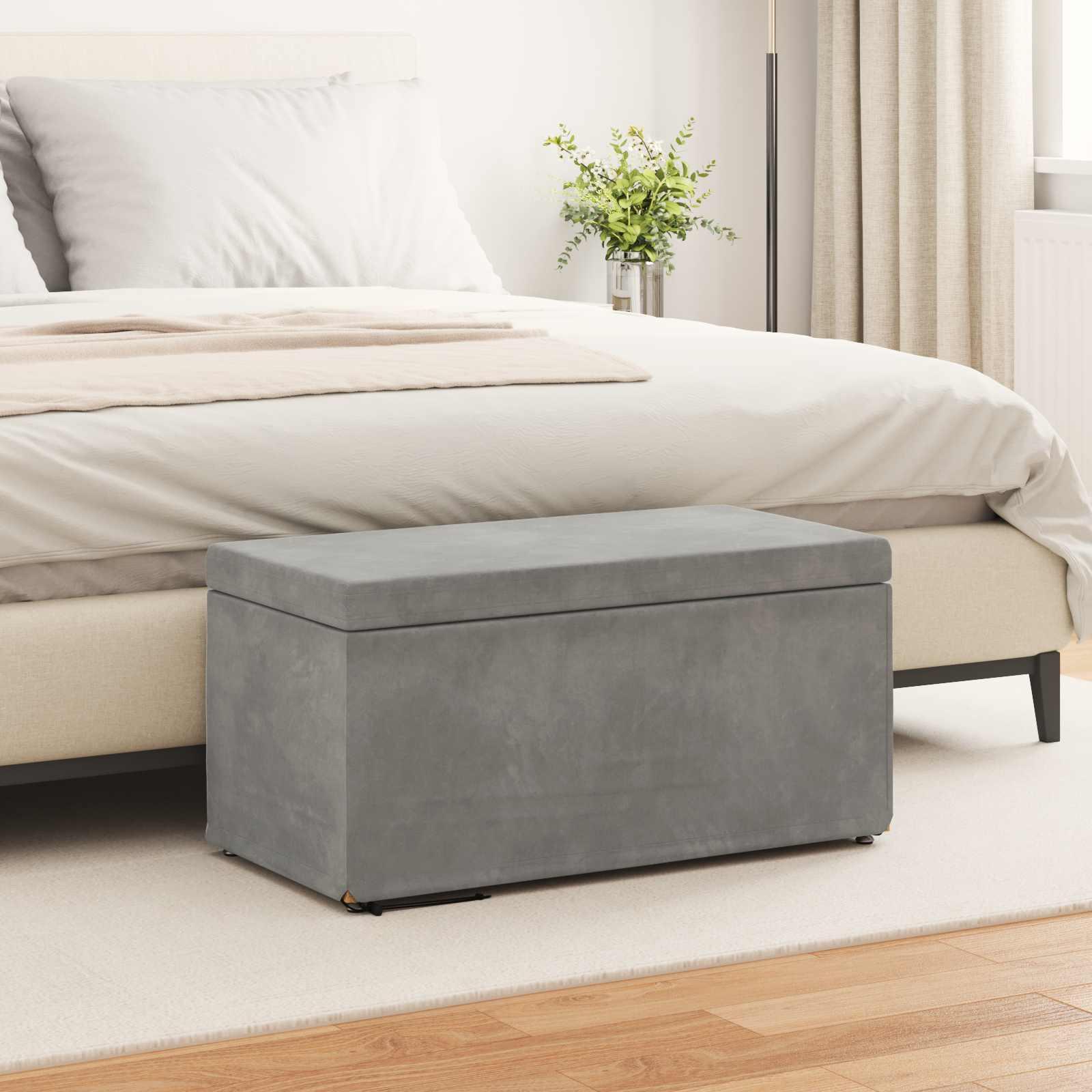 Taburet Lysegrå 81 x 41 x 40 cm Velour og konstrueret træ billede