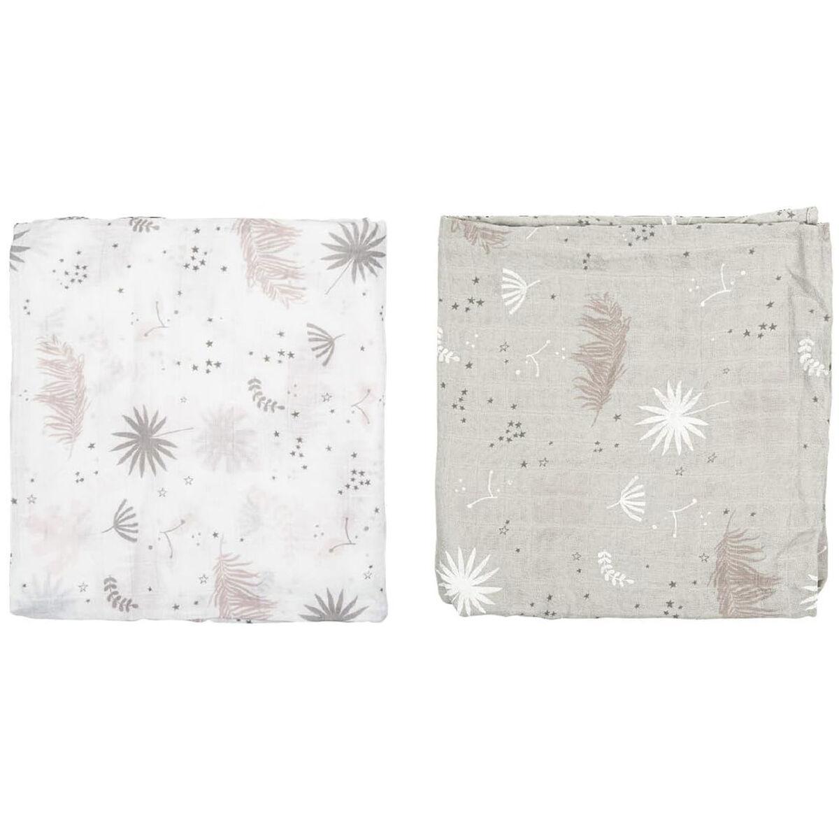 Pirulos musselinstofbleer - FLAMINGO, hvid - 2 stk. billede