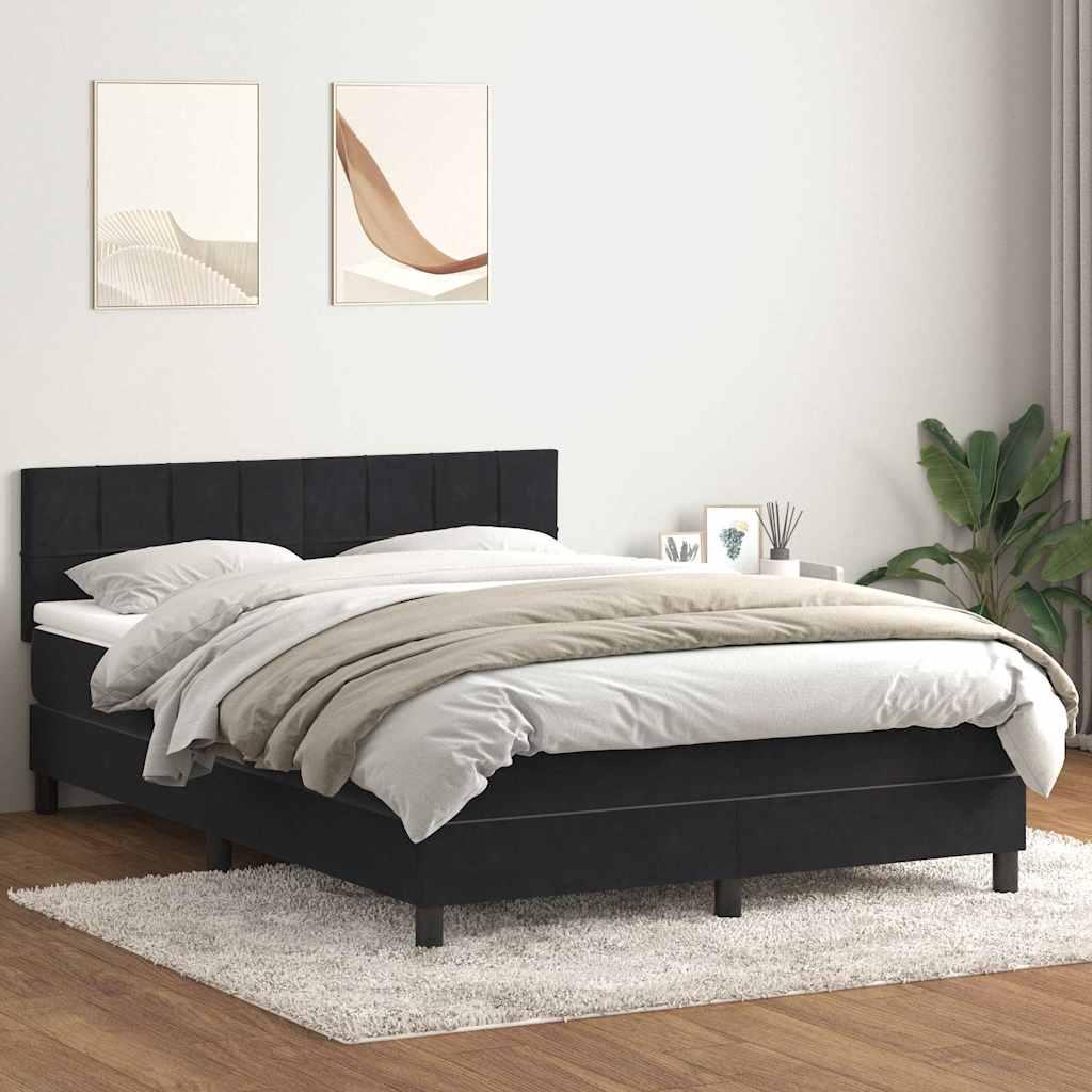 Kontinentalseng med madras 140x210 cm fløjl sort