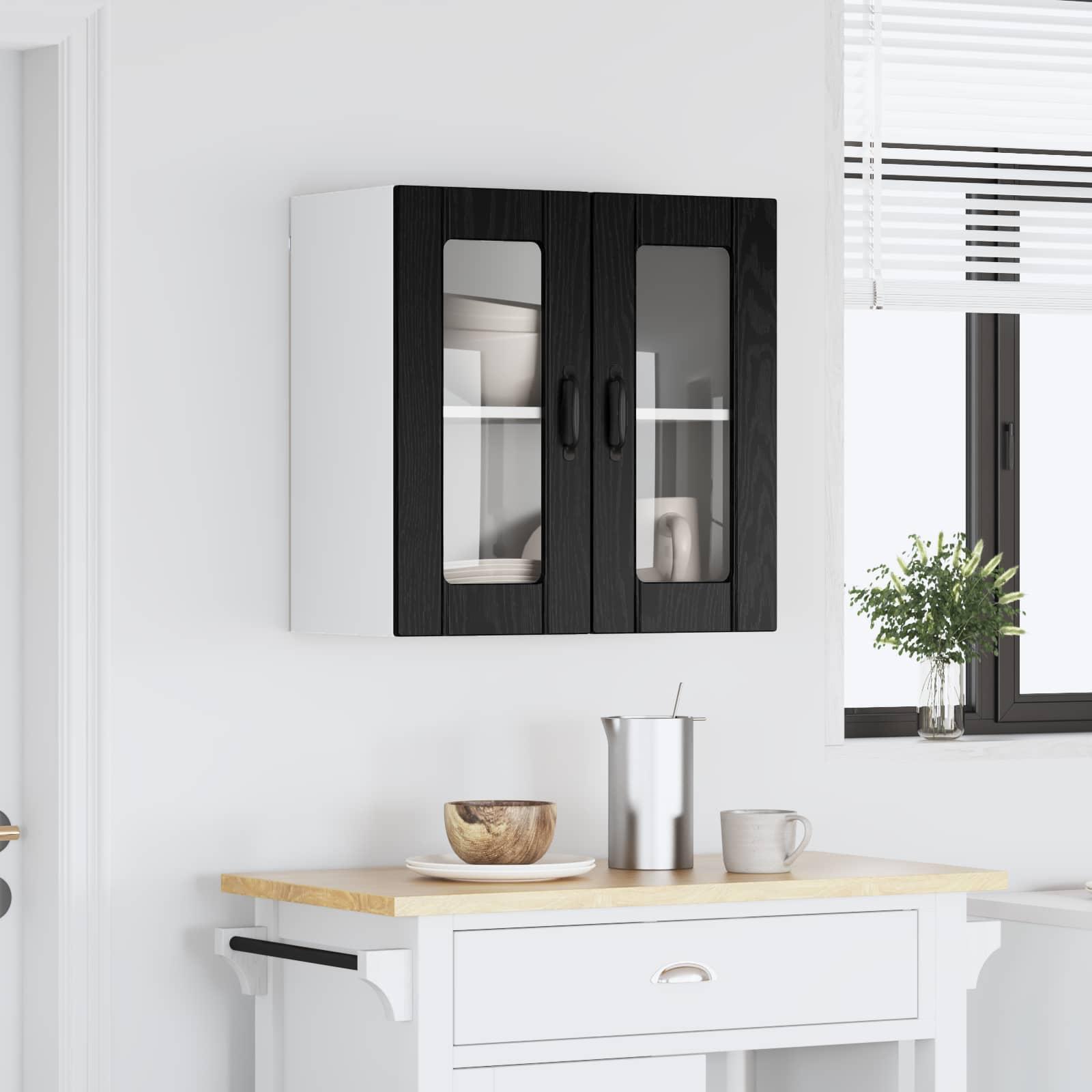 Køkkenskab med dør Sort eg 60 x 31 x 60 cm Konstrueret træ billede
