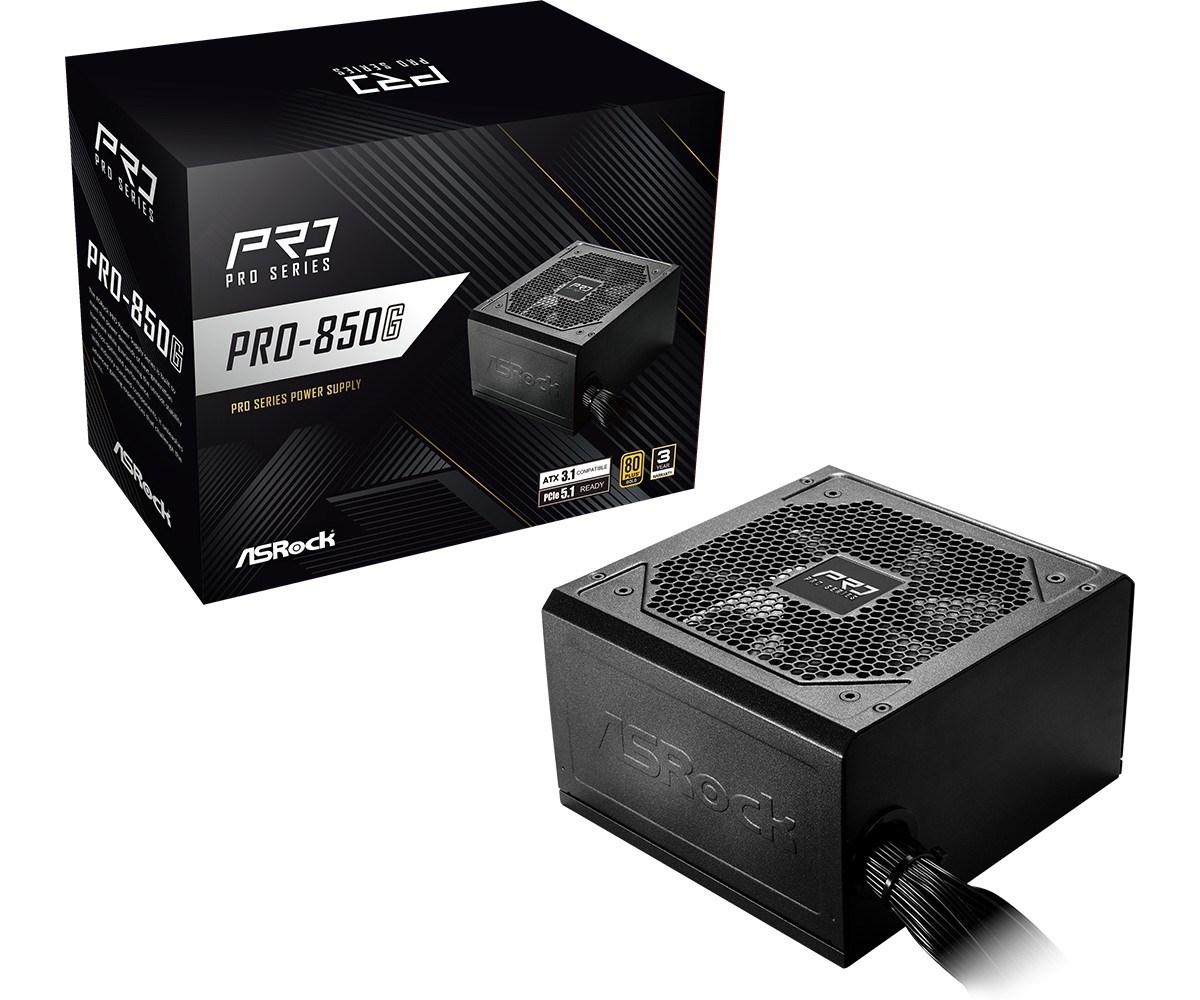 ASRock PRO-850G 850 W intern ATX-strømforsyning med 80 PLUS Gold - sort