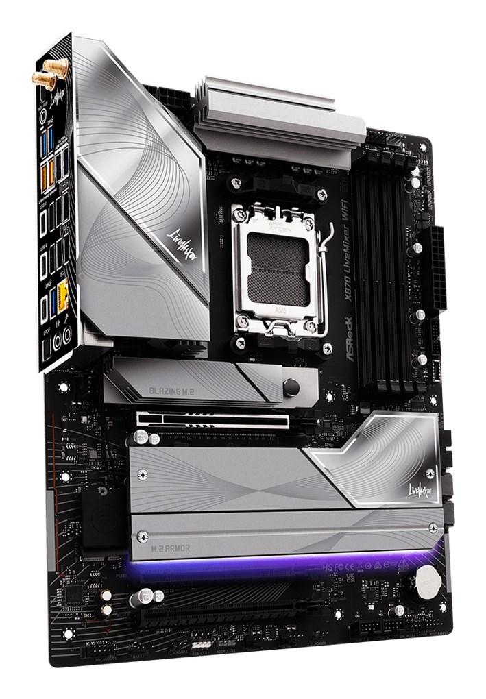 ASRock X870 LIVEMIXER WIFI - Bundkort - ATX - Socket AM5 - AMD X870 Chipset - USB4, USB 3.2 Gen 1, USB-C 3.2 Gen 2x2 - 5 Gigabit Ethernet, Wi-Fi 7, Bluetooth - onboard grafik (CPU påkrævet) - HD Audio (8-kanaler)
