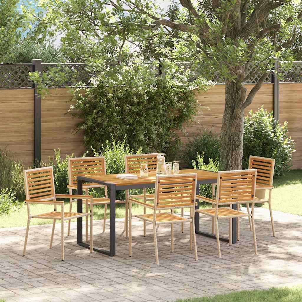 Have Spisebordssæt 7 stk Beige og Brun polyrattan billede