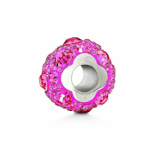 Charm-perle i sterling sølv, pink - 1 cm