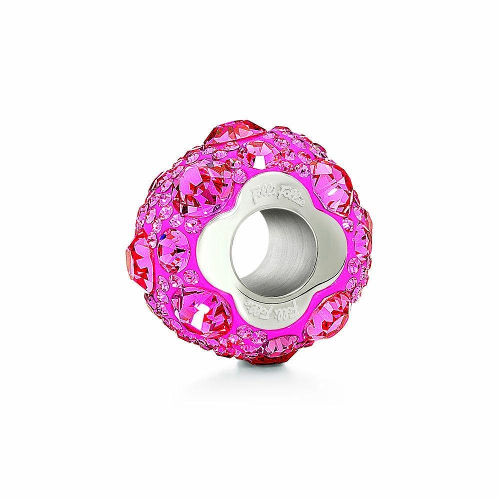 Charm-perle i sterling sølv, pink - 1 cm
