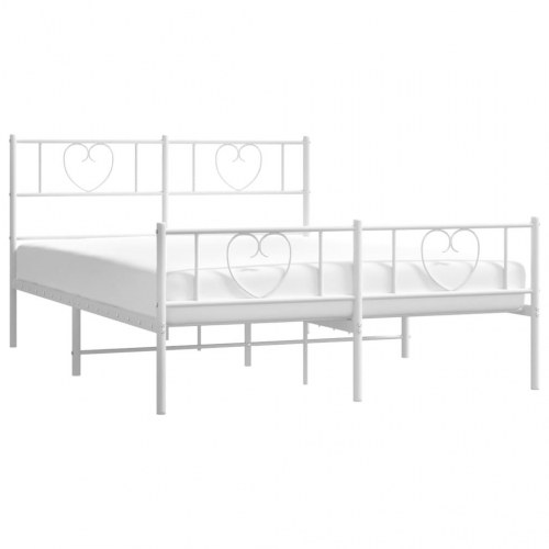 Sengeramme i metal med sengegavl og fodgærde 140 x 200 cm - hvid