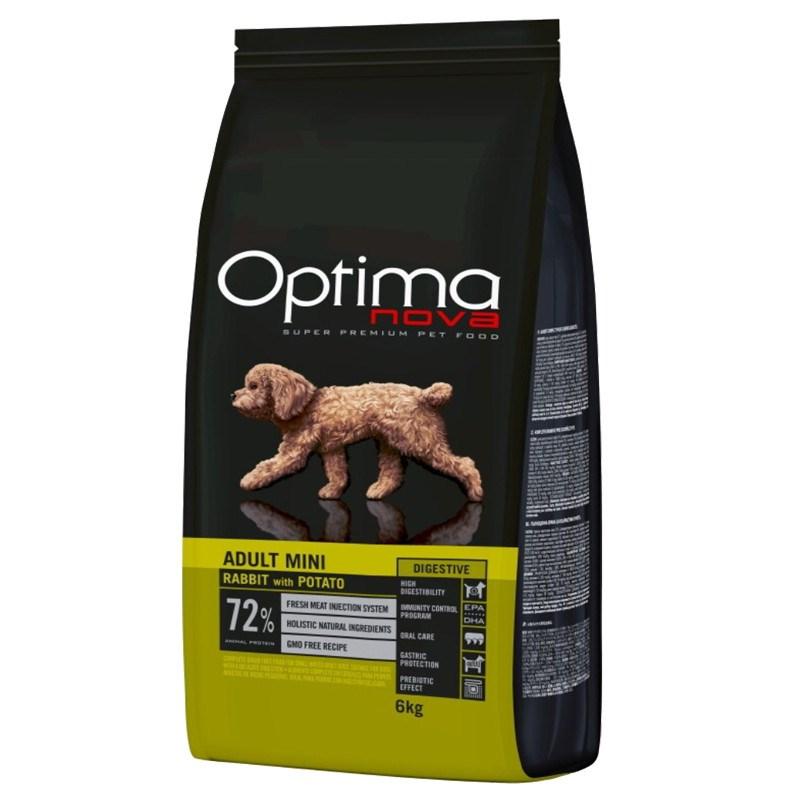 Optimanova Adult Mini Digestive – kanin & kartoffel tørfoder til små hunde, 6 kg billede