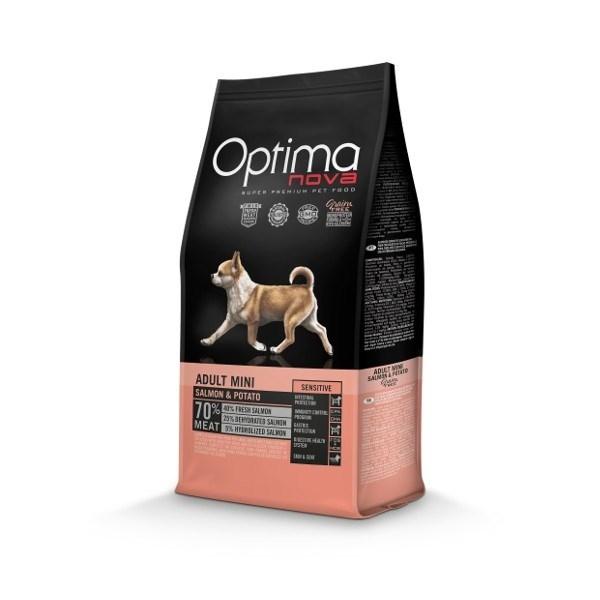 Optimanova Adult Mini Sensitive Laks & Kartofler – tørfoder til hund, 2 kg billede