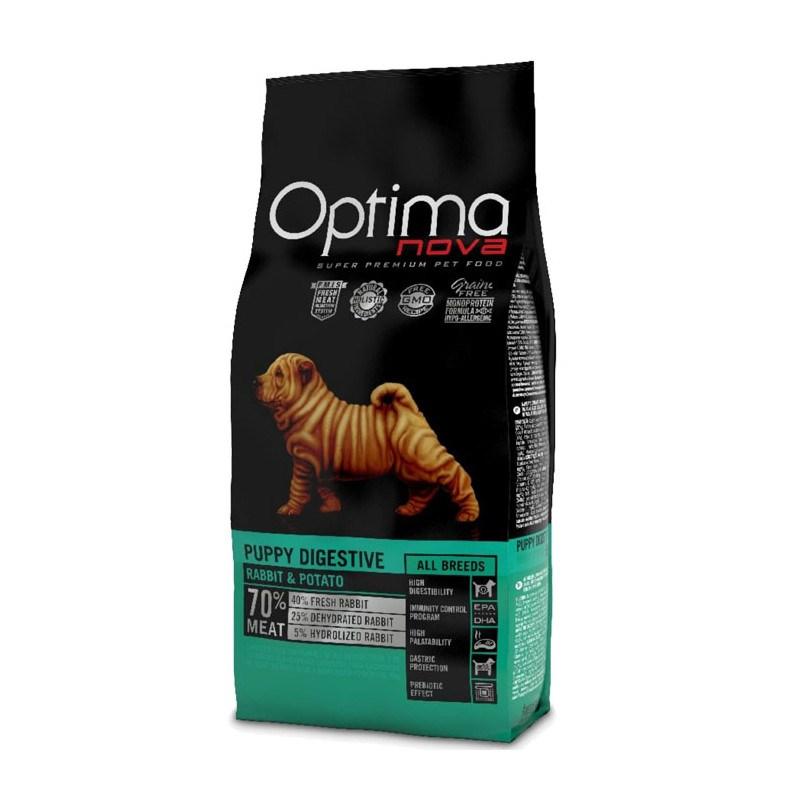 Optimanova Puppy Digestive kanin & kartoffel – tørfoder til hvalp, 2 kg billede