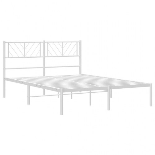 Sengeramme med sengegavl 120×200 cm - metal, hvid