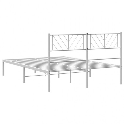 Sengeramme med sengegavl 120×200 cm - metal, hvid