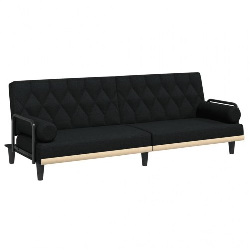 Sovesofa med armlæn i stof - sort