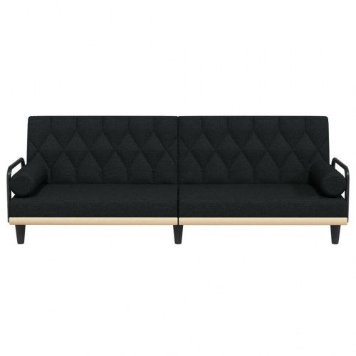 Sovesofa med armlæn i stof - sort