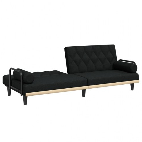 Sovesofa med armlæn i stof - sort