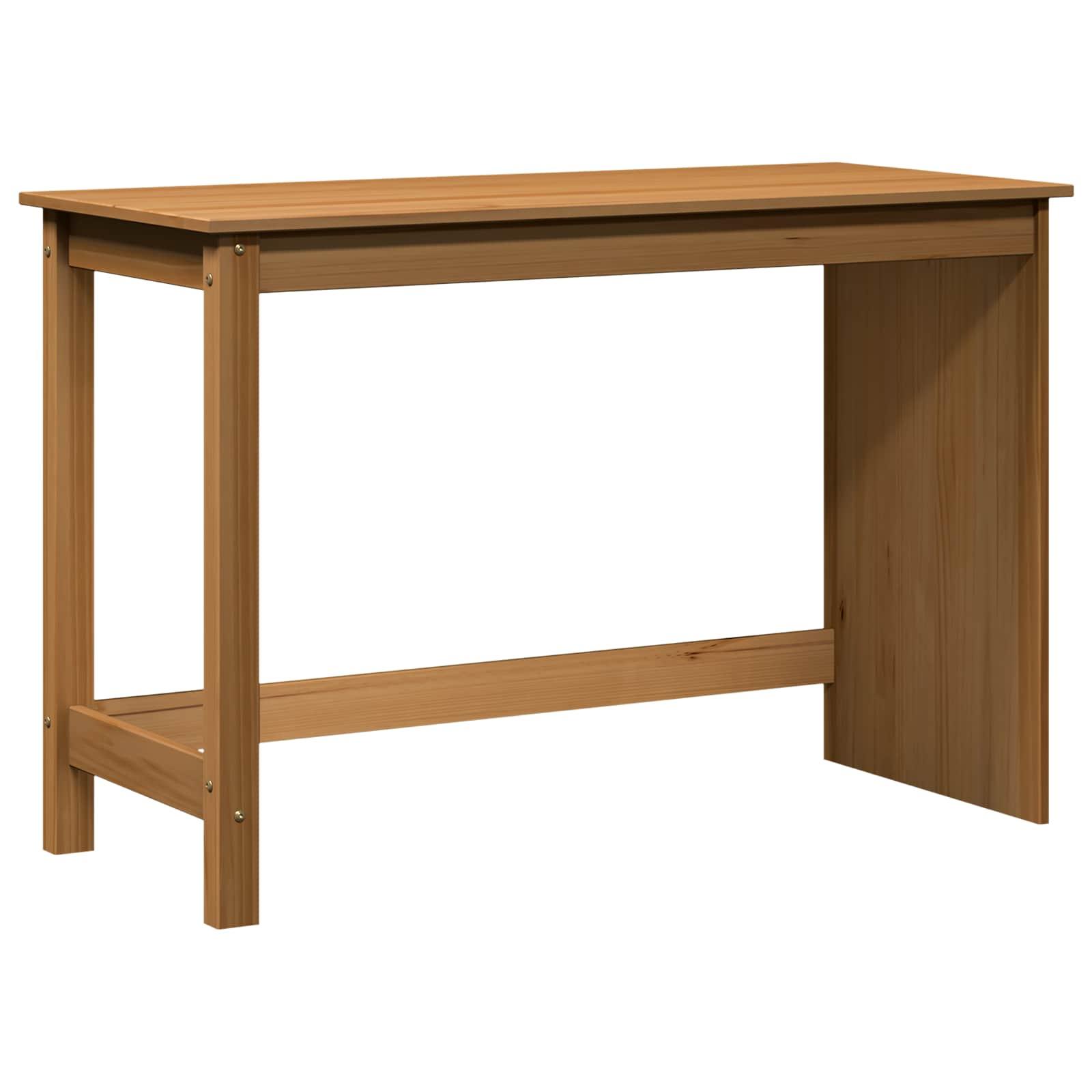 Skrivebord i massivt fyrretræ - honningbrun 112 × 50 × 75 cm billede