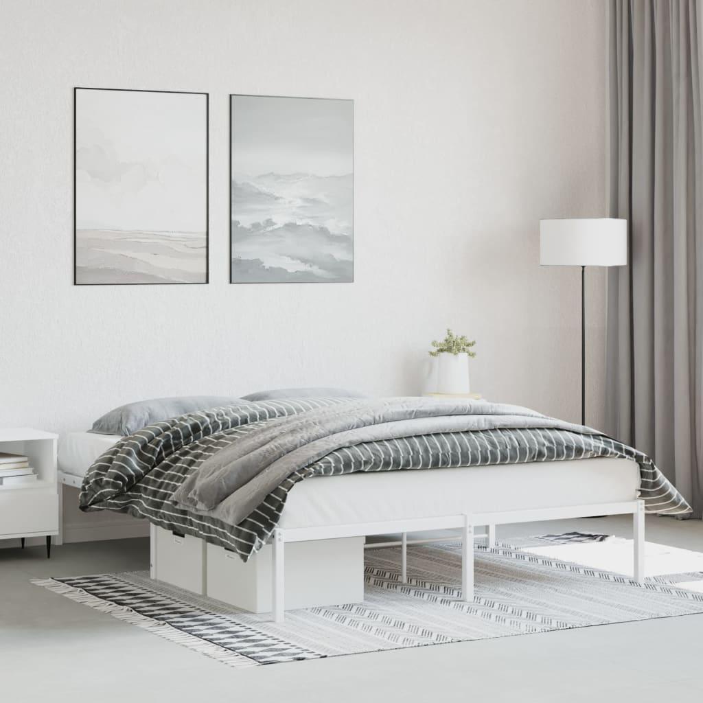 Sengeramme i metal 150 x 200 cm - hvid platformsseng