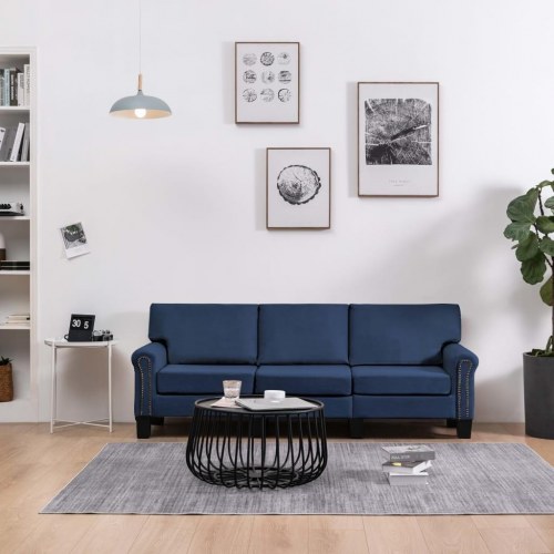 3-personers sofa stof blå