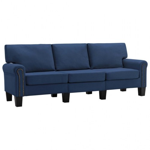 3-personers sofa stof blå