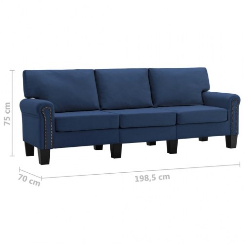 3-personers sofa stof blå