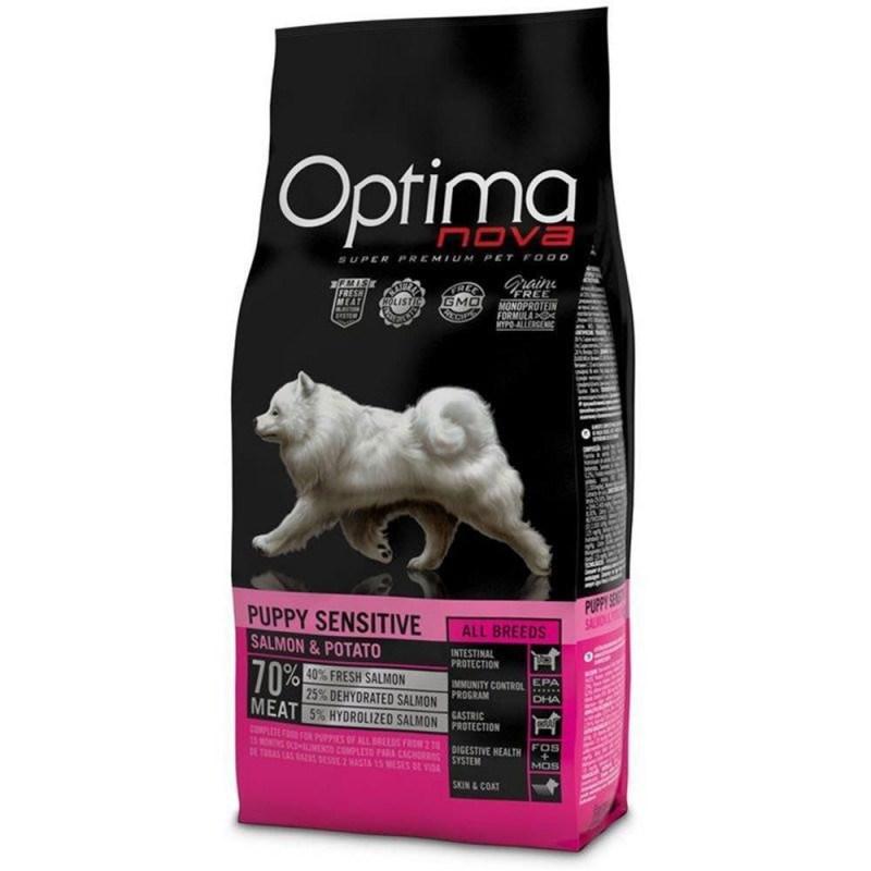 Optimanova Puppy Sensitive Laks & Kartofler – tørfoder til hvalpe 2 kg billede