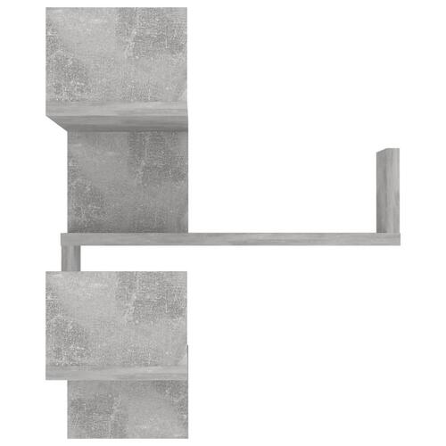 Væghængt hjørnehylde 40x40x50 cm konstrueret træ betongrå