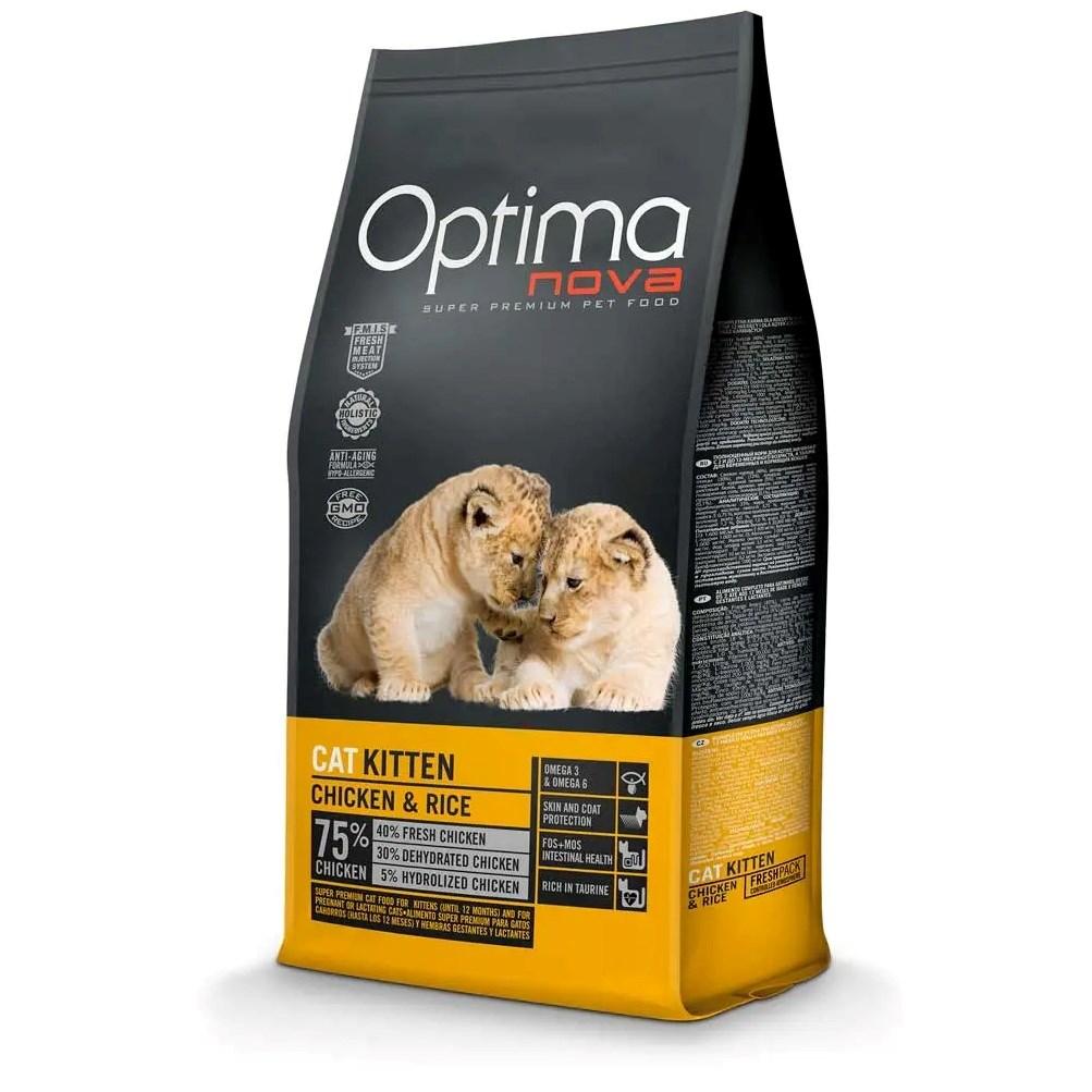 Optimanova Cat Kitten Chicken & Rice – tørfoder til killinger 2 kg billede