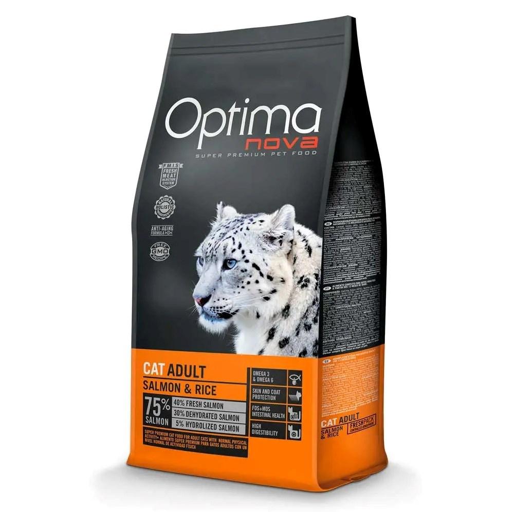 Optimanova Cat Adult Laks & Ris – tørfoder til kat, 2 kg billede