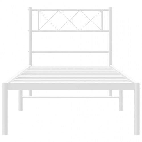 Sengeramme med sengegavl 90x200 cm - metal, hvid