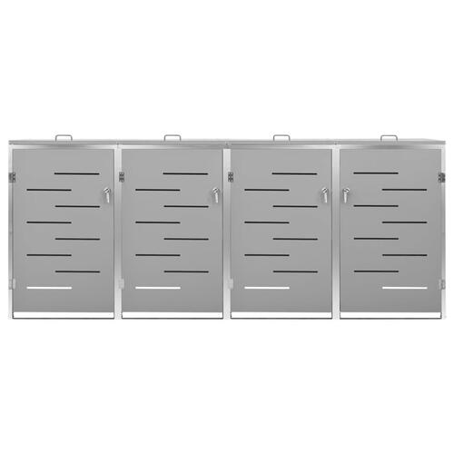 Firedobbelt skraldespandsskjuler 276,5x77,5x112,5 rustfrit stål