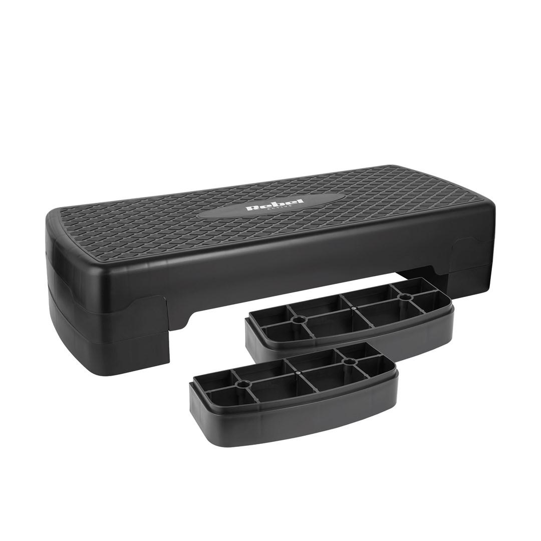 Rebel ACTIVE fitness stepbænk - 3 niveauer, sort billede