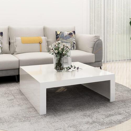 Sofabord 100x100x35 cm spånplade hvid højglans