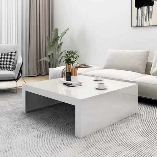 Sofabord 100x100x35 cm spånplade hvid højglans