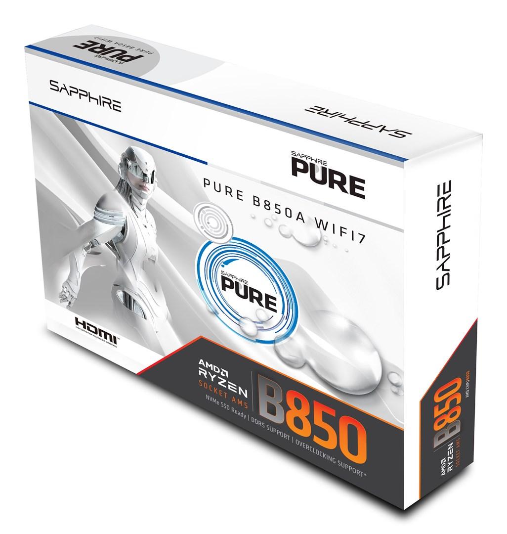 Sapphire PURE B850A WiFi 7 AMD B850 Socket AM5 ATX bundkort billede